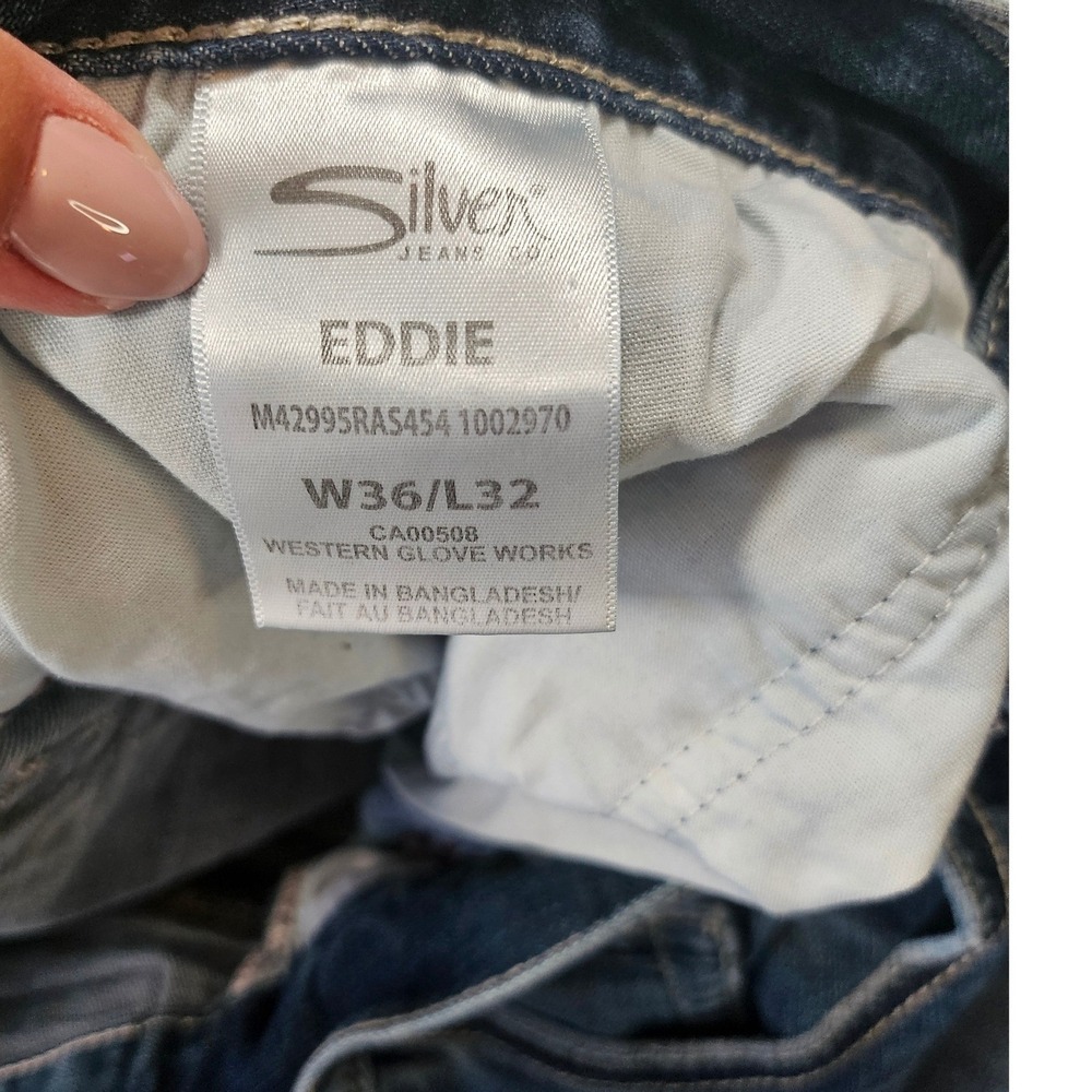 Silver Jeans Co Eddie Relaxed Fit Jeans Mens Size 36 Medium Wash Work Worn - Picture 4 of 16